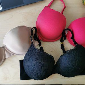Three 34D Bras VS & La Vie en Rose